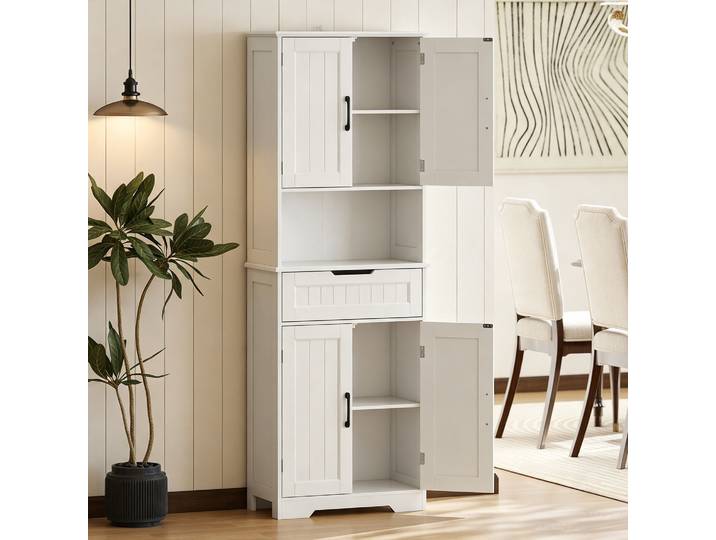 HOMCOM Buffet Cuisine Blanc 4 Portes Tiroir 60x30x172cm