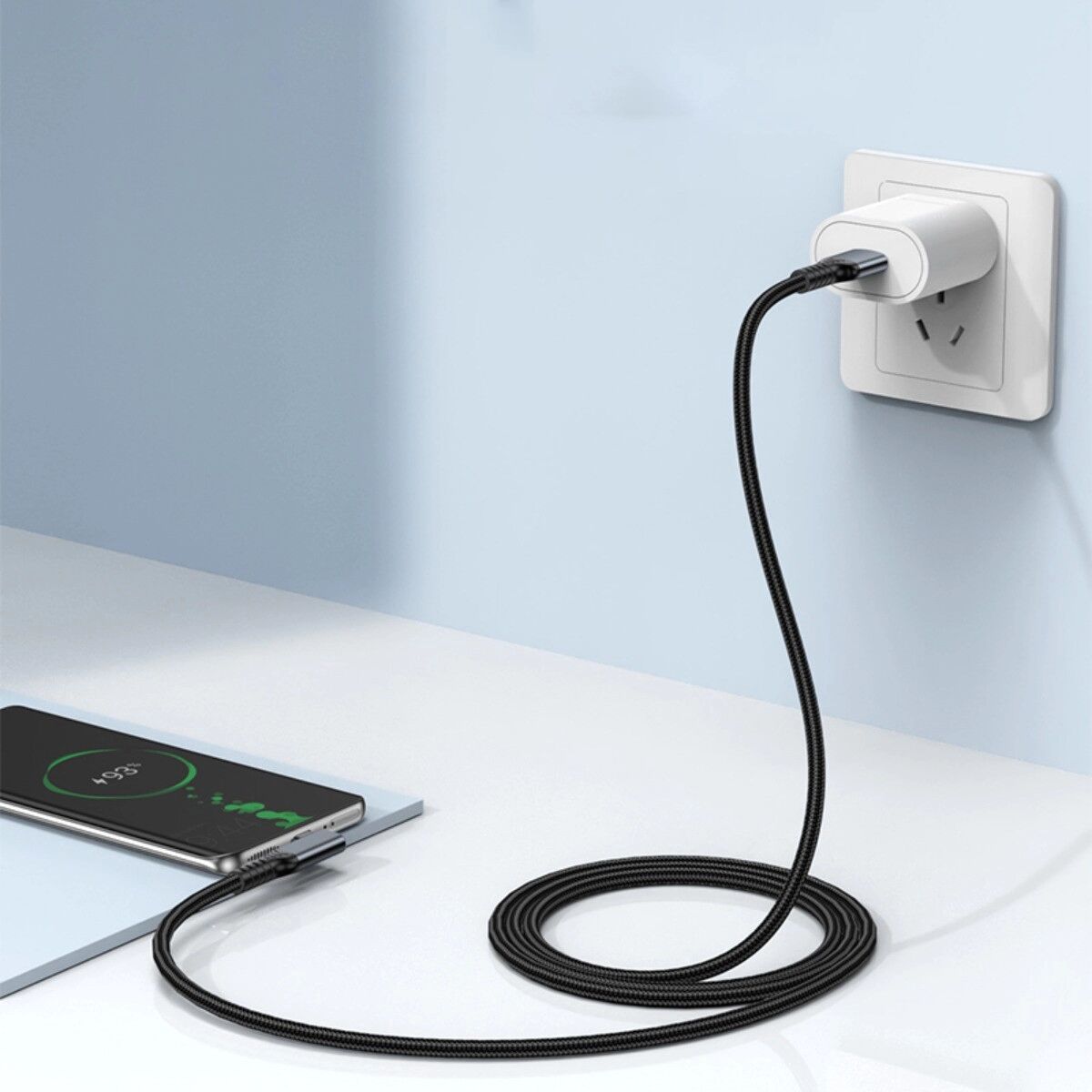 INF USB 3.2 auf Type-C Kabel — 10Gbps Hochgeschwindigkeit, 60W Schnellladung, 90° Rechtwinklig, Hochdicht Geflochten 1,5 m