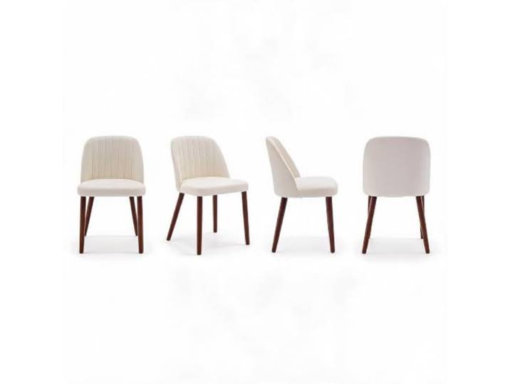 IDEALHOUSE Gepolsterte Esszimmerstühle Rubberwood Dining Chair 4er Beige Dining Room Chairs Stoffbezug, Gepolsterte Sitzfläche & Holzbeine, Moderner Küchenstuhl Für Esszimmer/Küche, bis 300 lbs