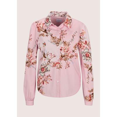 Hemdbluse MADELEINE "Bluse Hemdbluse mit floralem Druck", Damen, Gr. 36, wildrosé, nebelblau, multicolor, Modern, comfort fit, V-Ausschnitt, Blusen Hemdbluse