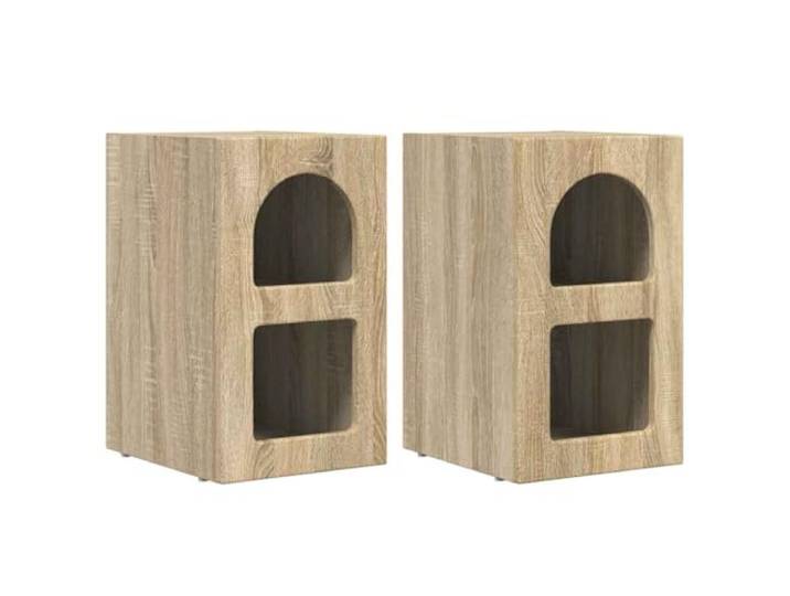 KUPTYERFG Nachttisch 2er Set Sonoma-Eiche 29,5x33,5x50 cm Holzwerkstoff Kompakter Beistelltisch im 2er Pack für das Schlafzimmer, pflegeleichtes Design mit praktischen Regalböden für Bücher.