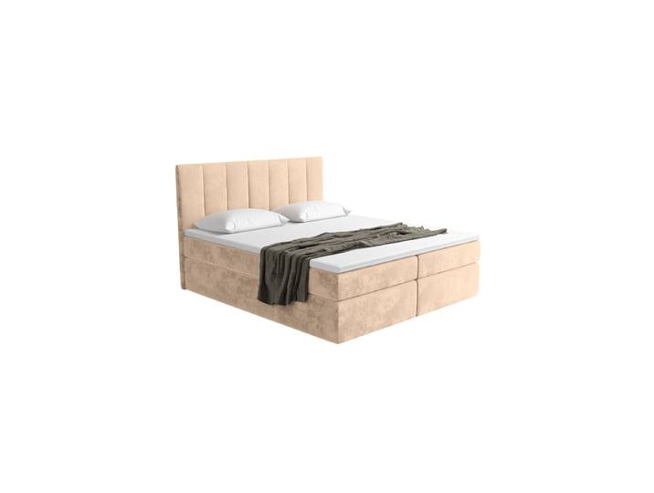 Design Boxspringbett „Saudade“ mit Ablagefach, Samt Beige BLOOMINGLOFT Collection