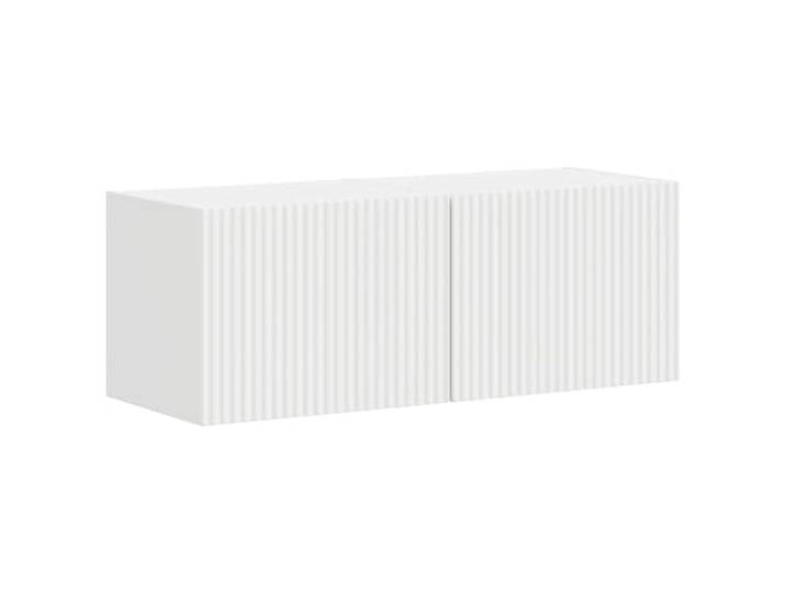 KUPTYERFG TV-Wandschrank 2er Set Weiß 39x31x29,5 cm Holzwerkstoff Schwebendes Lowboard Set mit Schwenktür für Wohnzimmer und Flur, platzsparende Aufbewahrung für Mediengeräte.