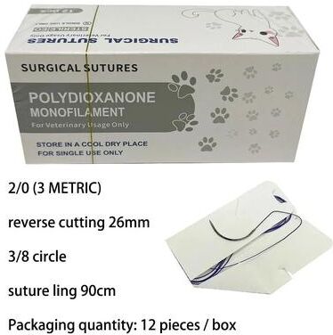 Inspire Select Professional Absorbable PGA Veterinary Suture Kit 12pcs Sterile Dog Surgical Training Thread With Needle 2 0 Reserve Cutting B