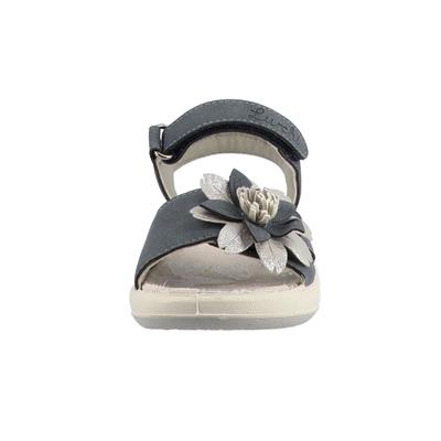 Sandale LURCHI "Lurchi Flora", Mädchen, Gr. 25, grau (jeans), Kunstfaser, unifarben, Schuhe Sandale