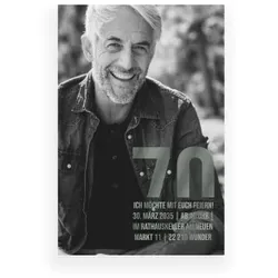 Einladungskarte 70. Geburtstag: Maskierte 70 mit Foto