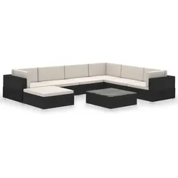 Helloshop26 - Gartenmöbelset Outdoor-Möbel mit Kissen 8-teilig schwarzes Kunstharzgewebe 02_0018322