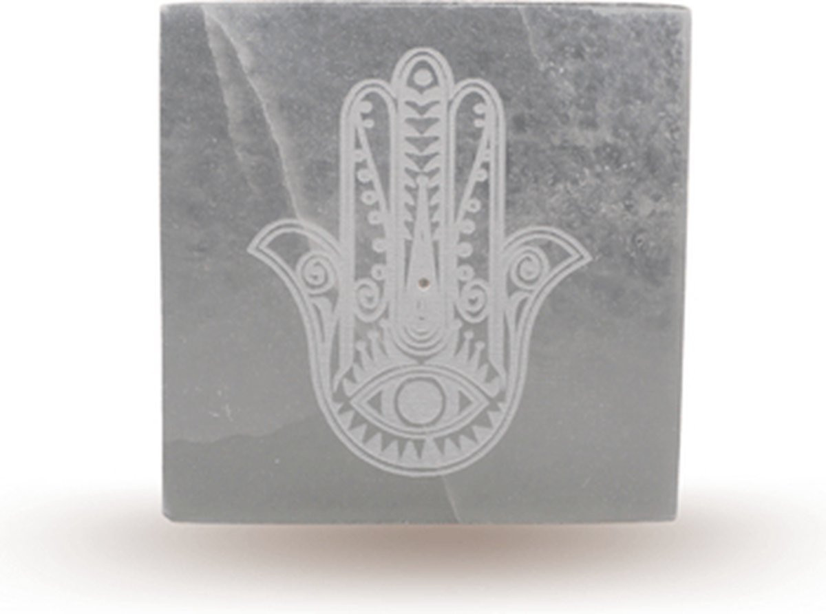 Seleniet wierookhouder Hand van Fatima - Seleniet oplaadplaat diameter: 10 cm