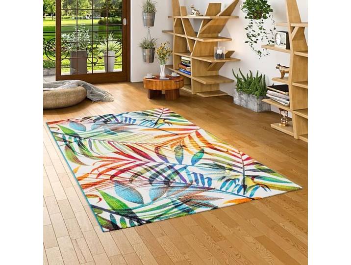 Tapis - PERGAMON - Faro - Motif tropical branche d'arbre multicolore - 160x230 cm