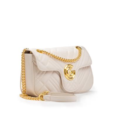 Umhängetasche "CINDY", Damen, Gr. B/H/T: 25cm x 16cm x 6,5cm, beige (creme), Lederimitat, GABRIELLA G BY GABRIELLA GUCCI, Taschen Umhängetasche, Damen Umhängetasche, Handtasche, Tragetasche mit Logoverzierung