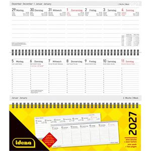 Idena Tischkalender 11895, Wochenkalender quer, 1 Woche = 2 Seiten, 30 x 11 cm, Jahr 2027