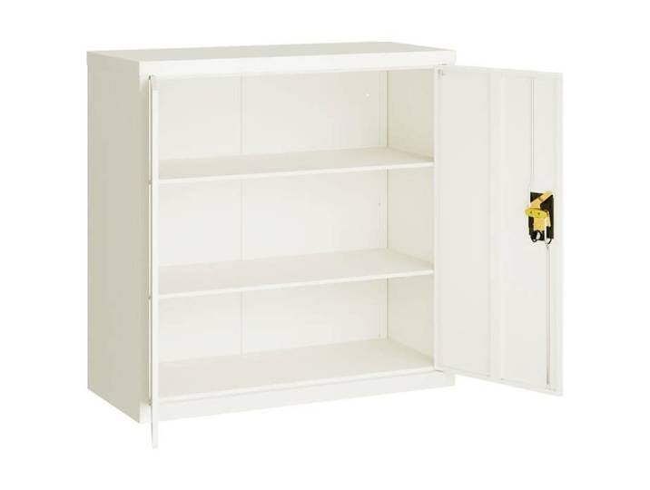 Blanc Meuble de bureau Cabinet de Bureau Grand espace blanc 90x40x90 cm acier N1047