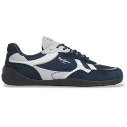 Pepe Jeans für Herren. PMS300034 Sneaker Savile Racer marineblau (45), Wohnung, Spaltleder, Schnürsenkel, Lässig