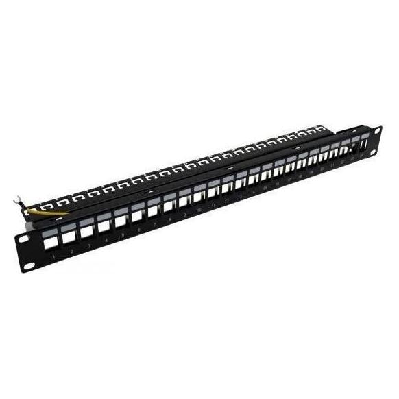 Televes UFB24RJ-A Frontblende 19z 1HE mit Kabelhalter,24xRJ45 RAL 9005 (533187)