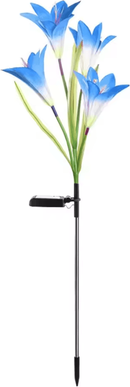 Inspire Curations Solar Lily Flower Garden Light IP65 Waterproof LED Landscape Decor 4head Blue rgb