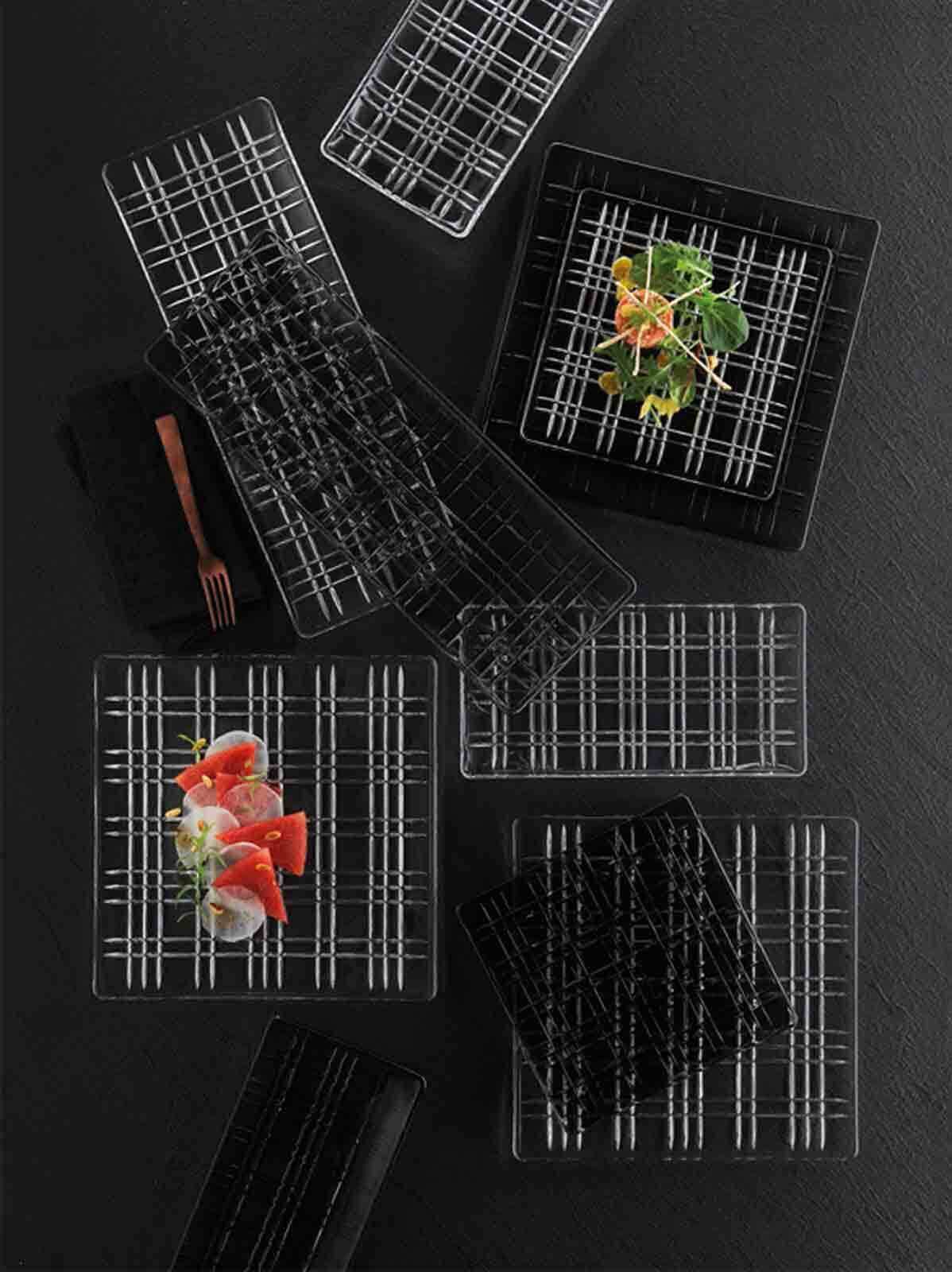 Servierplatte NACHTMANN "Platte Square 28 x 14 cm grau", grau, Glas, Servierplatten, Servierplatte
