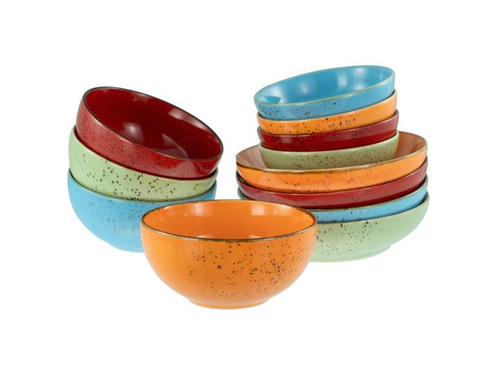 Creatable Schüsselset Nature Collection Mediterran, Mehrfarbig, Keramik, 12-teilig, rund, lebensmittelecht, stapelbar, Geschirr, Schalen & Schüsseln, Schüsselset