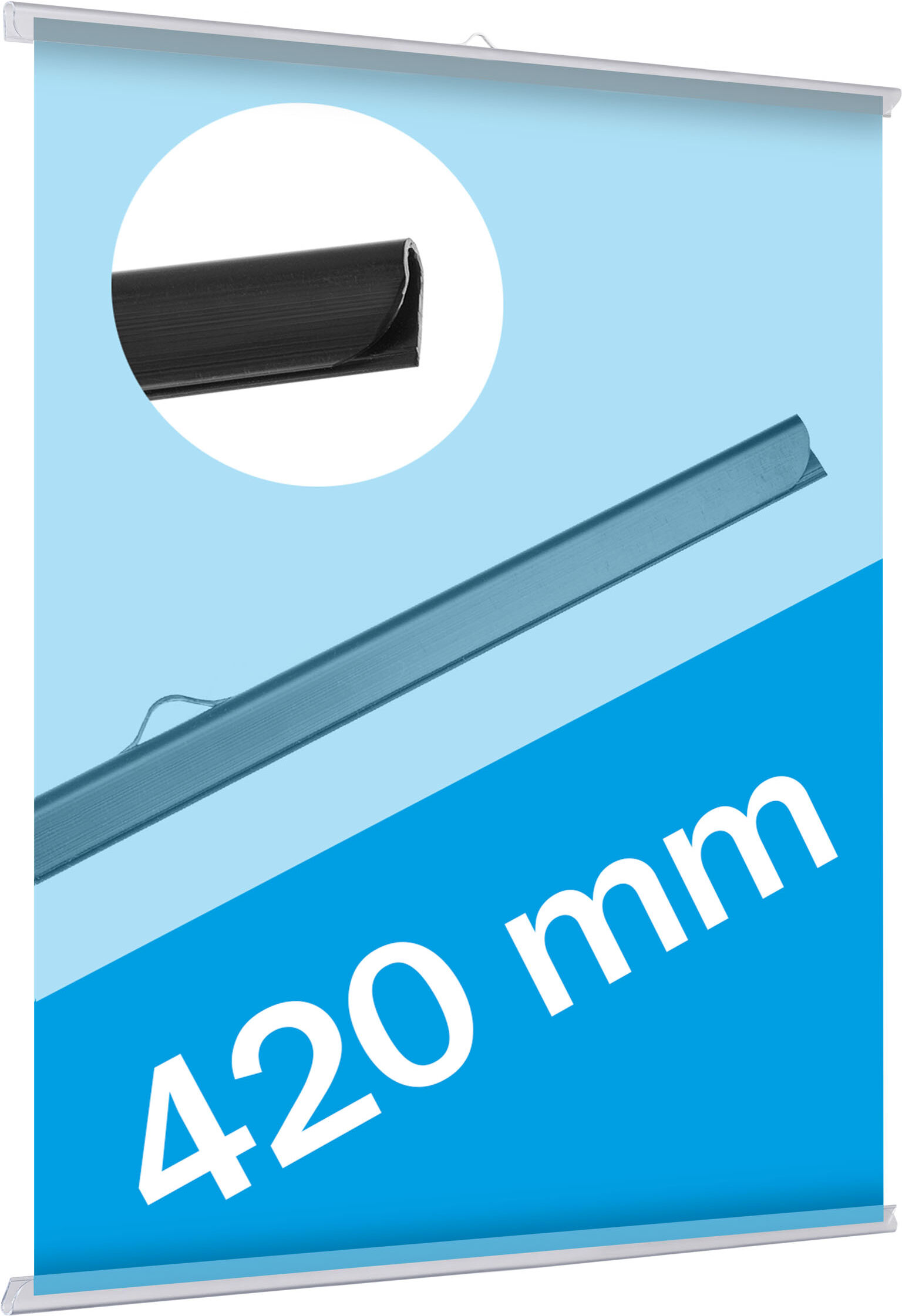 SPRINTIS 1 Profilo porta poster, plastica 1 gancio   trasparente   420 mm
