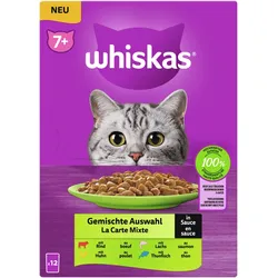 WHISKAS 7+ Gemischte Auswahl in Sauce 12 x 85 Gramm Multipack Katzennassfutter