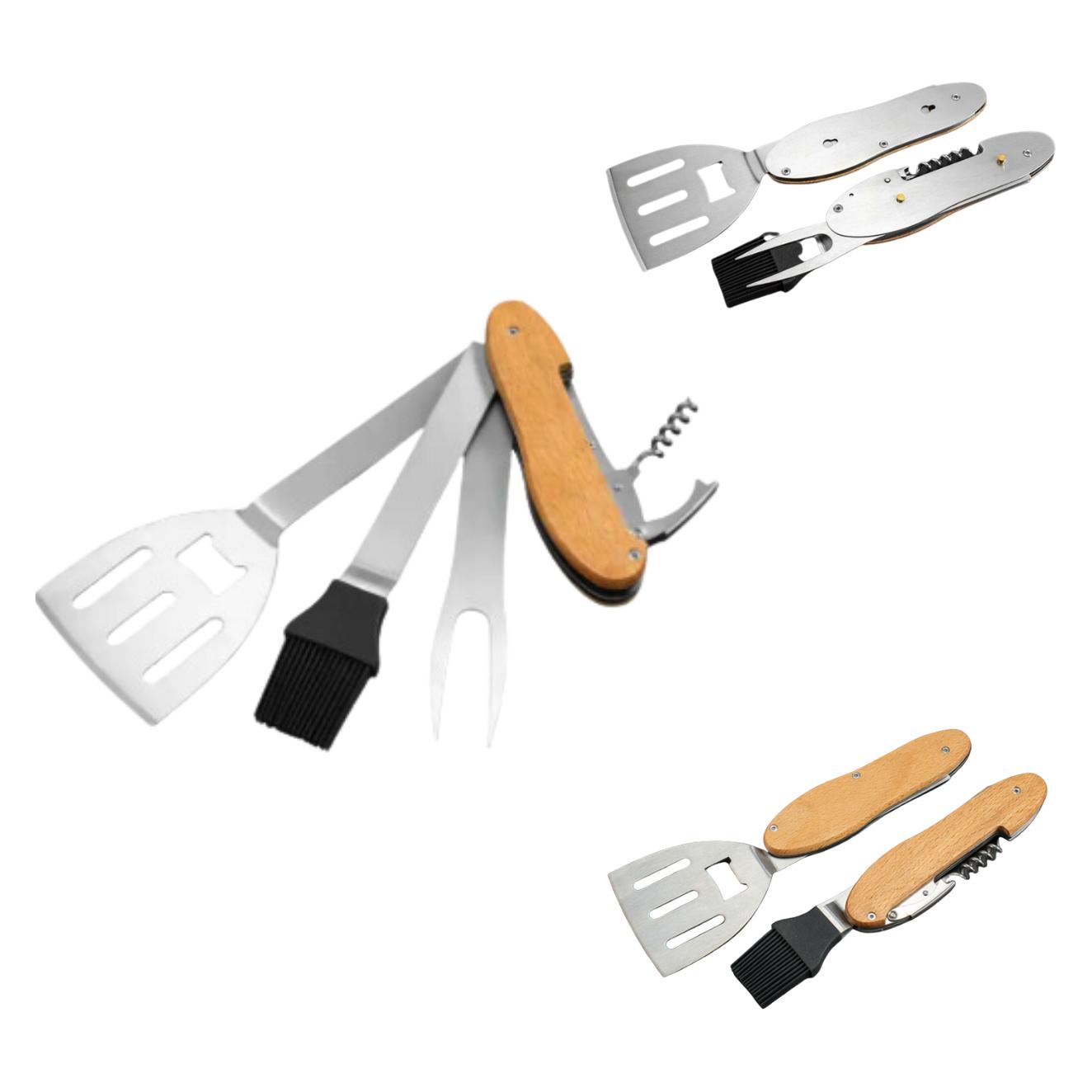 Toolbrothers Outdoor Multitool Grill, Grillbesteck aus Edelstahl mit Gabel, Grilllöffel (45112761)