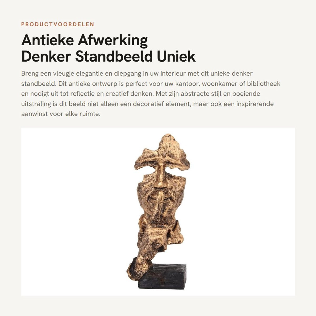 Dailygoods Abstract Denker Standbeeld - Antiek Ontwerp Decoratiebeeld van Hars voor Kantoor of Bibliotheek