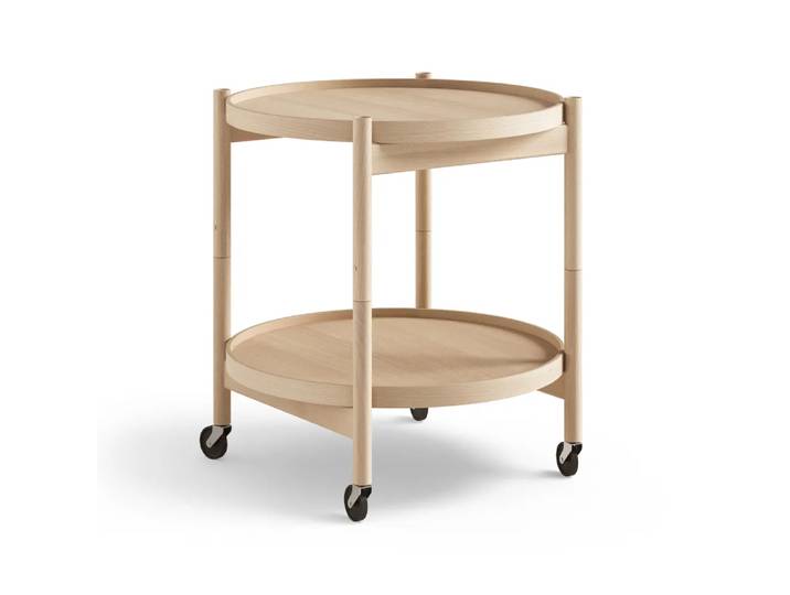 Brdr. Krüger Bølling Tray Table model 50 Servierwagen Buche geölt, Buchenholzgestell geölt