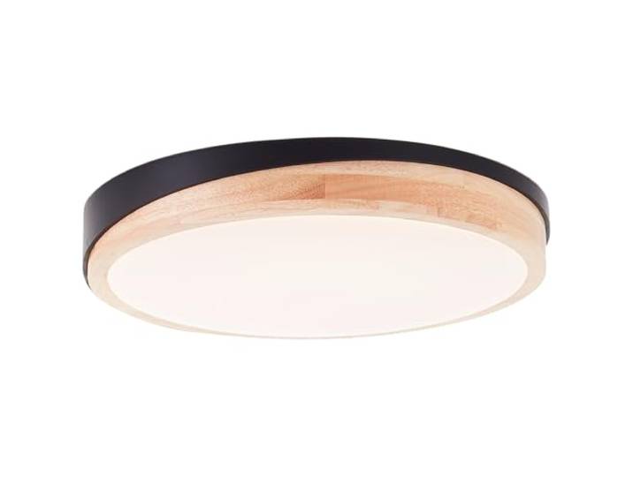 Brilliant LED Wand- & Deckenlampe mit 3-Stufen-Dimmer & schwarz-braunem Holz Rahmen vom Kautschukbaum & warmweißer Lichtfarbe (3000 K) Ø 35 cm 24 W 2400 lm aus/Kunststoff/Metall/Holz