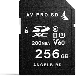 Angelbird AV PRO V60 (256 GB, SDXC, U3, UHS-II), Speicherkarte, Schwarz