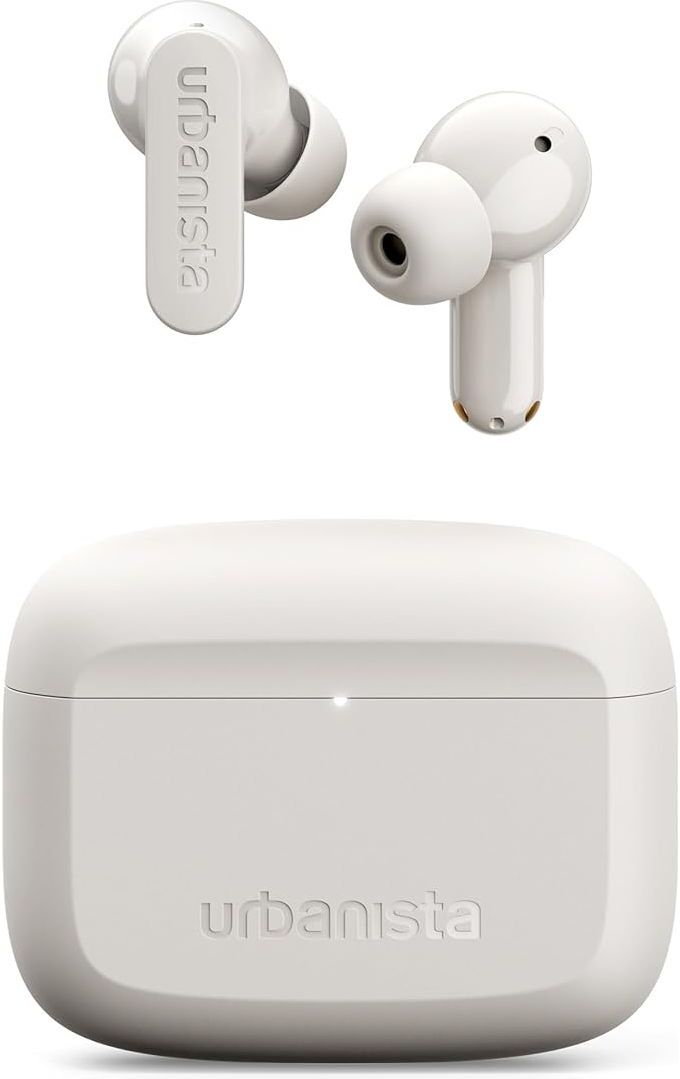 Urbanista Palo Alto True Wireless Earbuds ANC, 45H Playtime, Bluetooth Multipoint, IP54, USB-C Charging Case - White, New