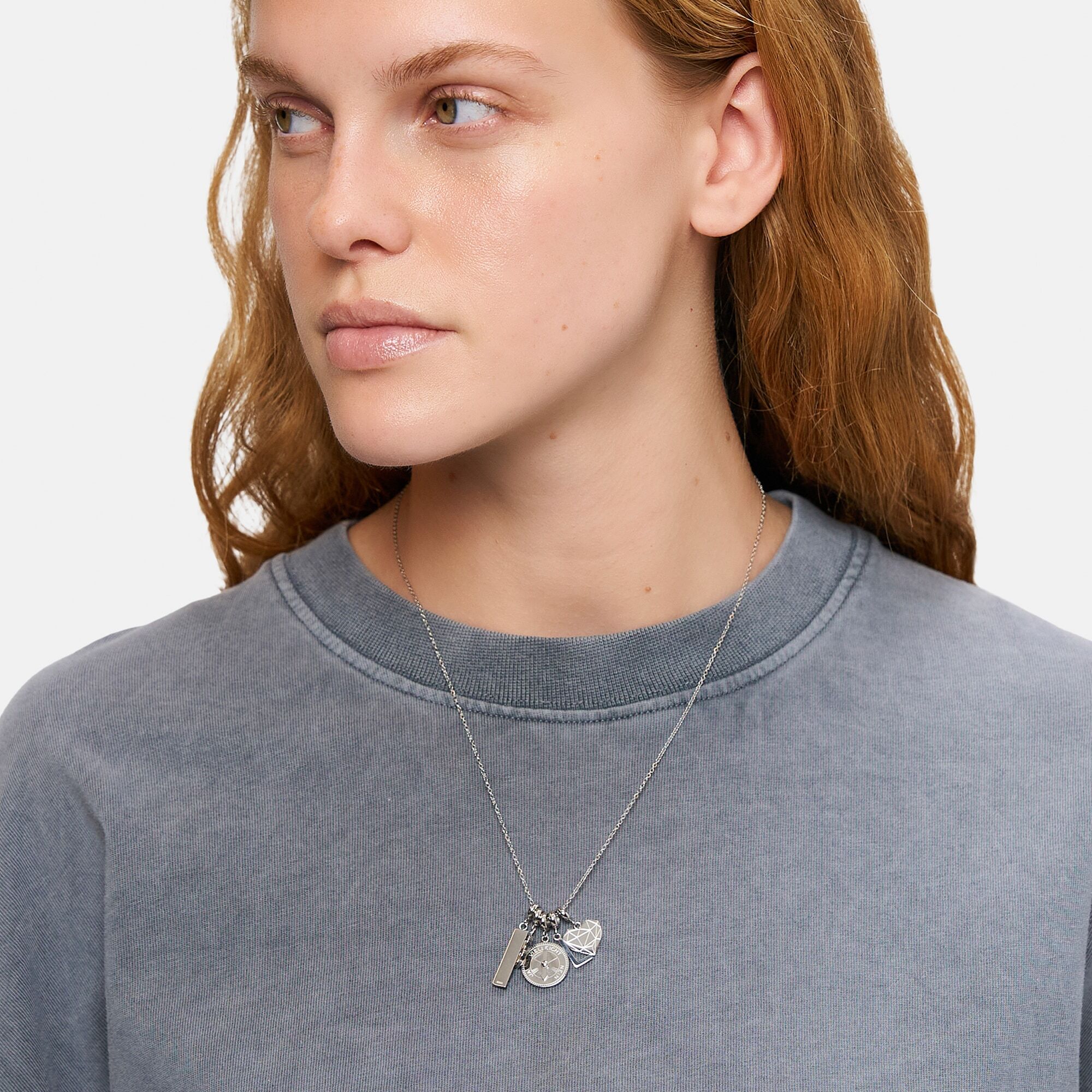 Kettenanhänger LIEBESKIND BERLIN "Schmuck Edelstahl Charm Decision Maker Pfeil JA NEIN VIELLEICHT", silber (silberfarben), Schmuckanhänger, Damen, Edelstahl, 1,6 g, Kettenanhänger