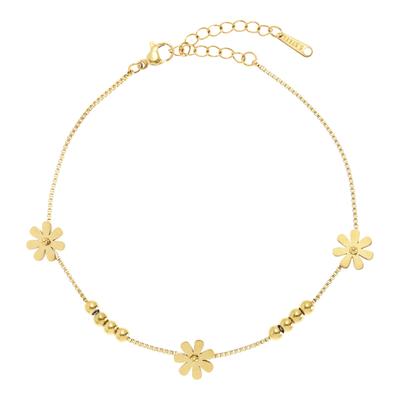 Fußkette LASCANA "Edelstahlschmuck", Damen, Gr. Titan, gold (vergoldet), glänzend, unifarben, Fußketten, Hochwertiger, vergoldeter Fußschmuck