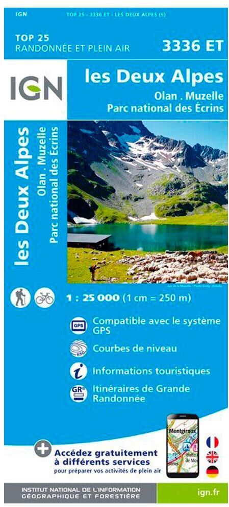 IGN  - 3336ET les Deux Alpes, Olan, Muzelle, Parc national des Ecrins - Carte
