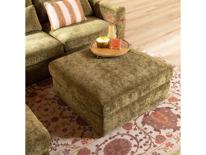 Bronx71 Hocker Kyle chenille olive grün