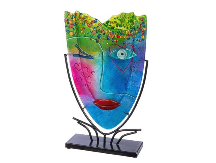 GILDE GLAS art Grand Vase décoratif\, en Verre\, Peint à la Main\, avec Support en métal\, décoration de Salon\, Hauteur 49 cm\, Multicolore