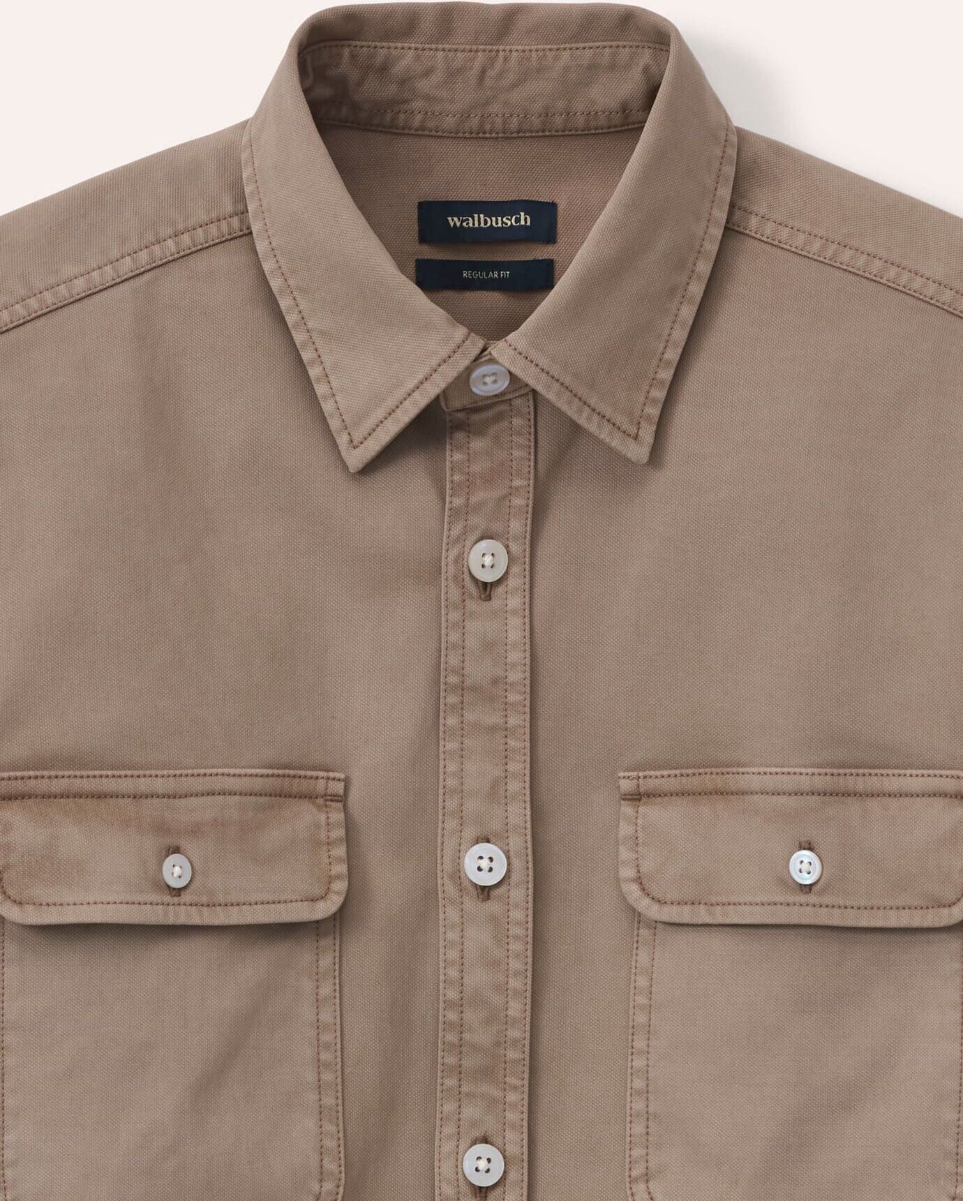 Walbusch überfärbte Hemd-Jacke, Regular Fit#noch offen: Größenlauf, Farbe Beige, 56, einzigartige Stückfärbung gerader Regular Fit Herren