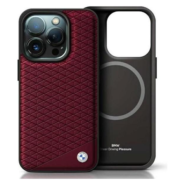 BMW BMHMP16X23RDDR iPhone 16 Pro Max 6.9" czerwony/red hardcase Sign Leather Diamond Metal Logo MagS (Apple iPhone 16 Pro Max) (BMW000902-0)