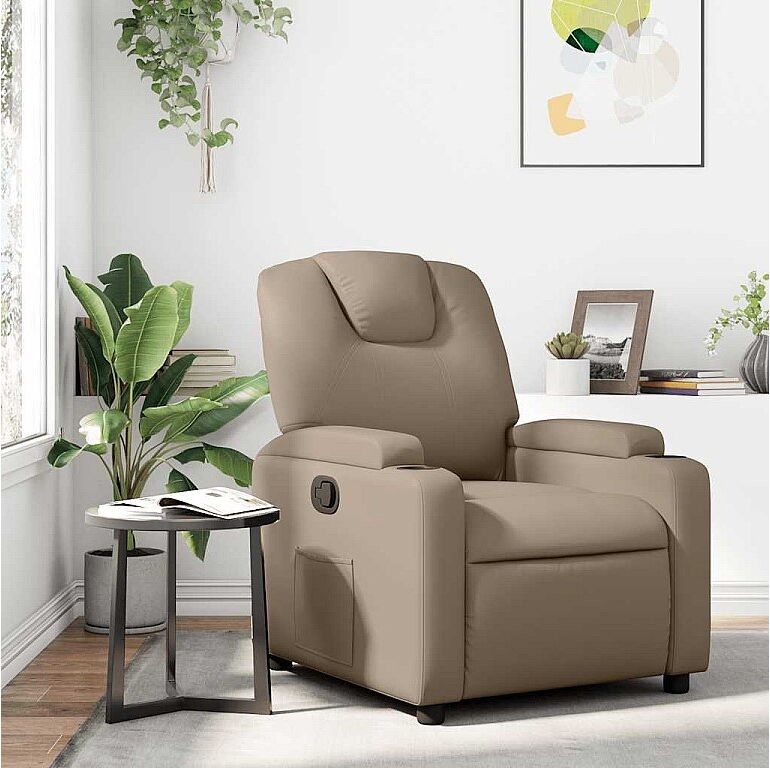 vidaxl Sillón reclinable de cuero sintético color capuchino