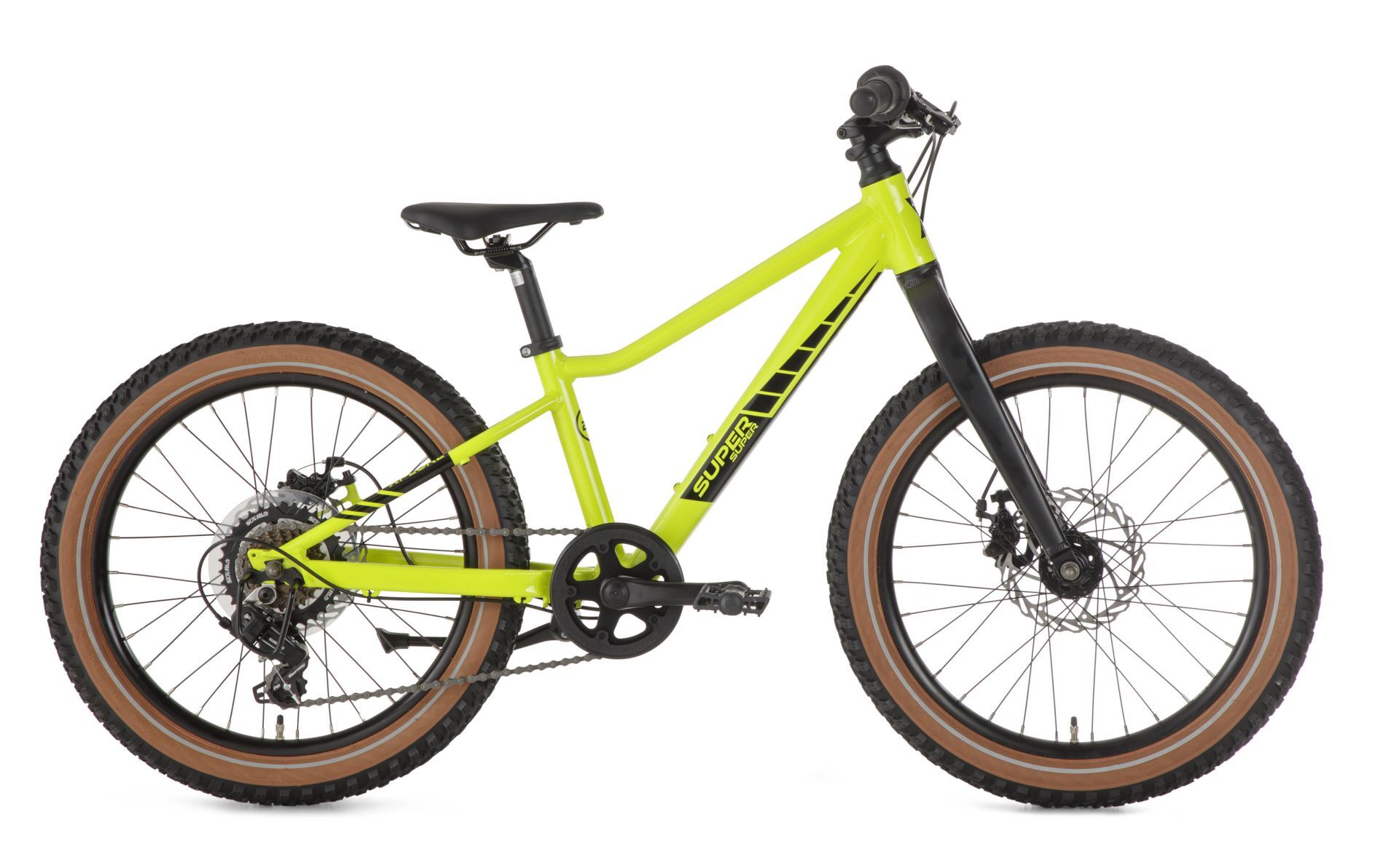 MTB Mountainbike 20 Zoll, Xplore, 7 Gang, Scheibenbremsen, grün-gelb