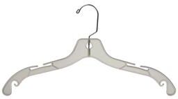 The Great American Hanger Company "Extra Strong Clear Plastic Top Hanger W/ Notches, 17"" Length X 7/16"" Thick, Chrome Hook Box of 25"