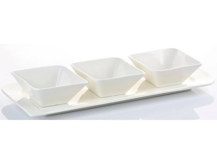 Snackschale RETSCH ARZBERG FANTASTIC , weiß, Porzellan, Schüsseln, Snackschale, außergewöhnliche eckige Form, Fine China Porzellan