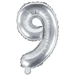 Folienballon silber Zahl 9