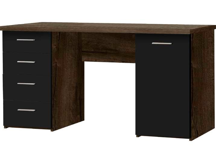 Schreibtisch FORTE Netta , braun (schlammeiche, schwarzeiche, schlammeiche, schlammeiche), B:145cm H:76,3cm T:60cm, Tische, Schreibtisch, Breite 145 cm, mit Schubladen