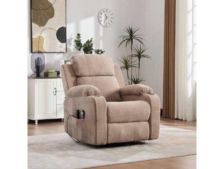 BBWL Massagesessel 91×96×103cm mit verstellbarer Rückenlehne, Fußstütze, Getränkehalter, Multifunktionaler Relaxsessel, Massage- Wärmefunktion