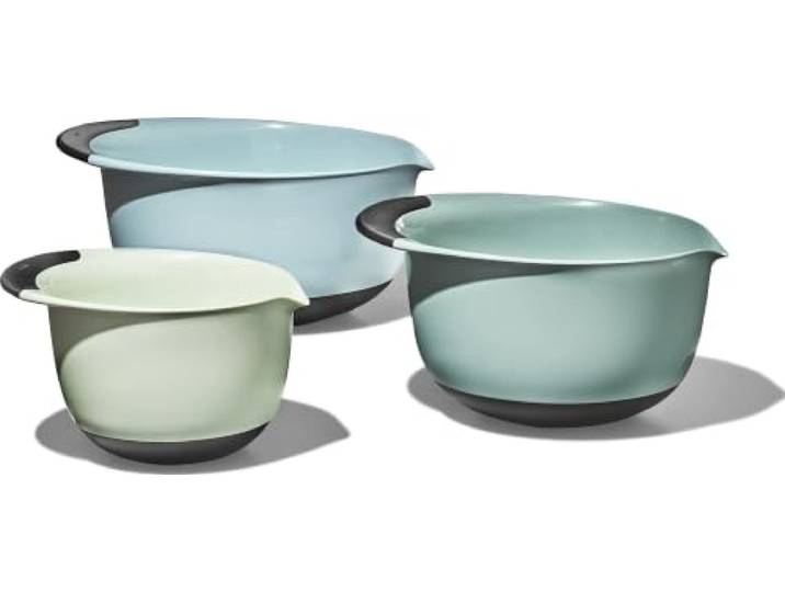 OXO Good Grips Rührschüssel-Set, Kunststoff, 3-teilig, Cadet Blue, Tower Gray, Jade, S, M, L