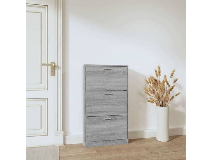 Clarence - TOP* Porte chaussures/ Armoire à chaussures - Sonoma gris 59x17x108 cm - bois d'ingénierie EU4115