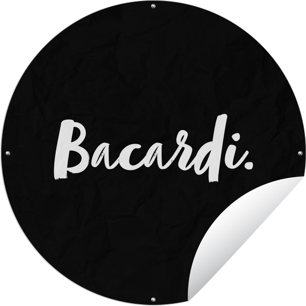 Bacardi Tuinposter Ronde Tuincirkel met Cocktail Tekst en Quotes - 120 x 120 cm