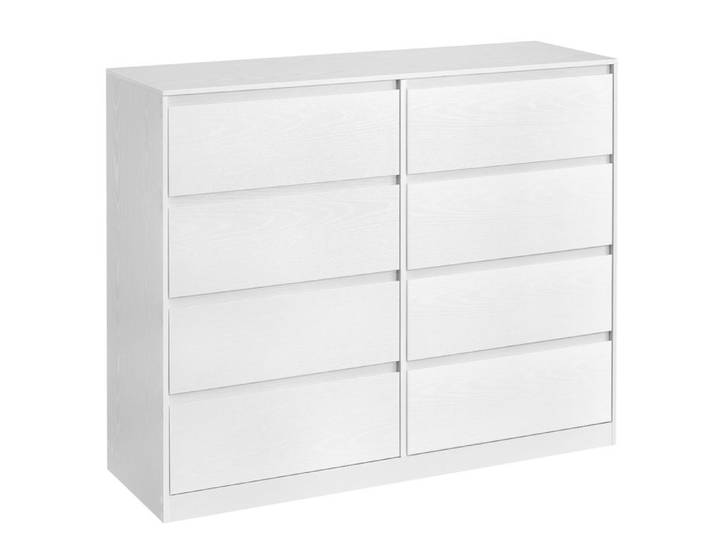 Commode moderne - VASAGLE - 8 tiroirs - 40x119 4x97 5 cm - Blanc - Poignées intégrées - Panneaux MDF