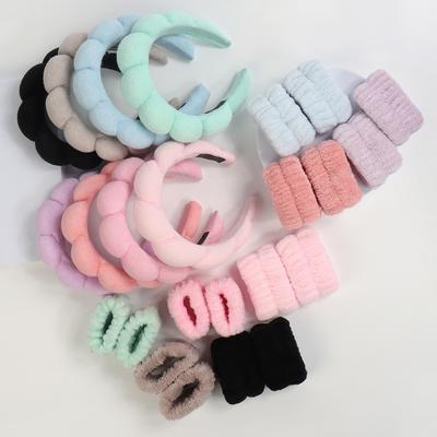 Silver Stone Store Puffy Headband For Washing Face Makeup, Fashion Microfiber Scrunchies, Spa Bubble Headband For Shower purple
