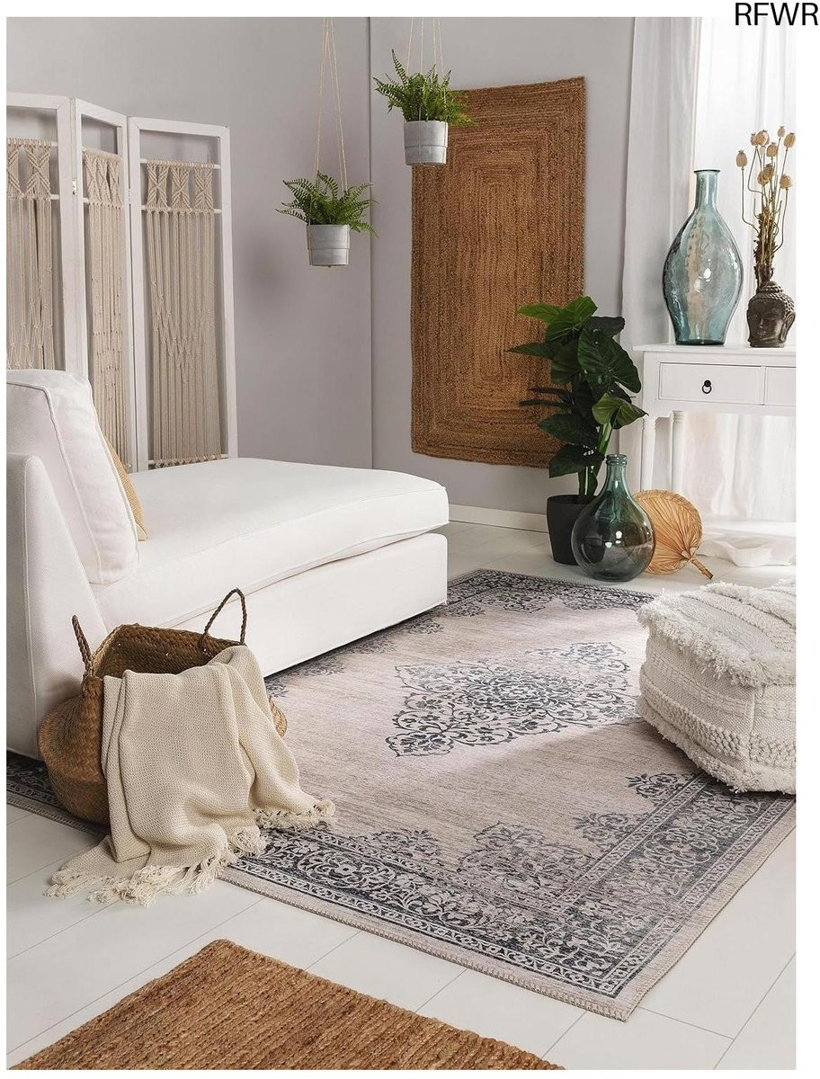 RFWR Vintage Rechthoekig Tapijt - Grijs - 80 x 150 cm