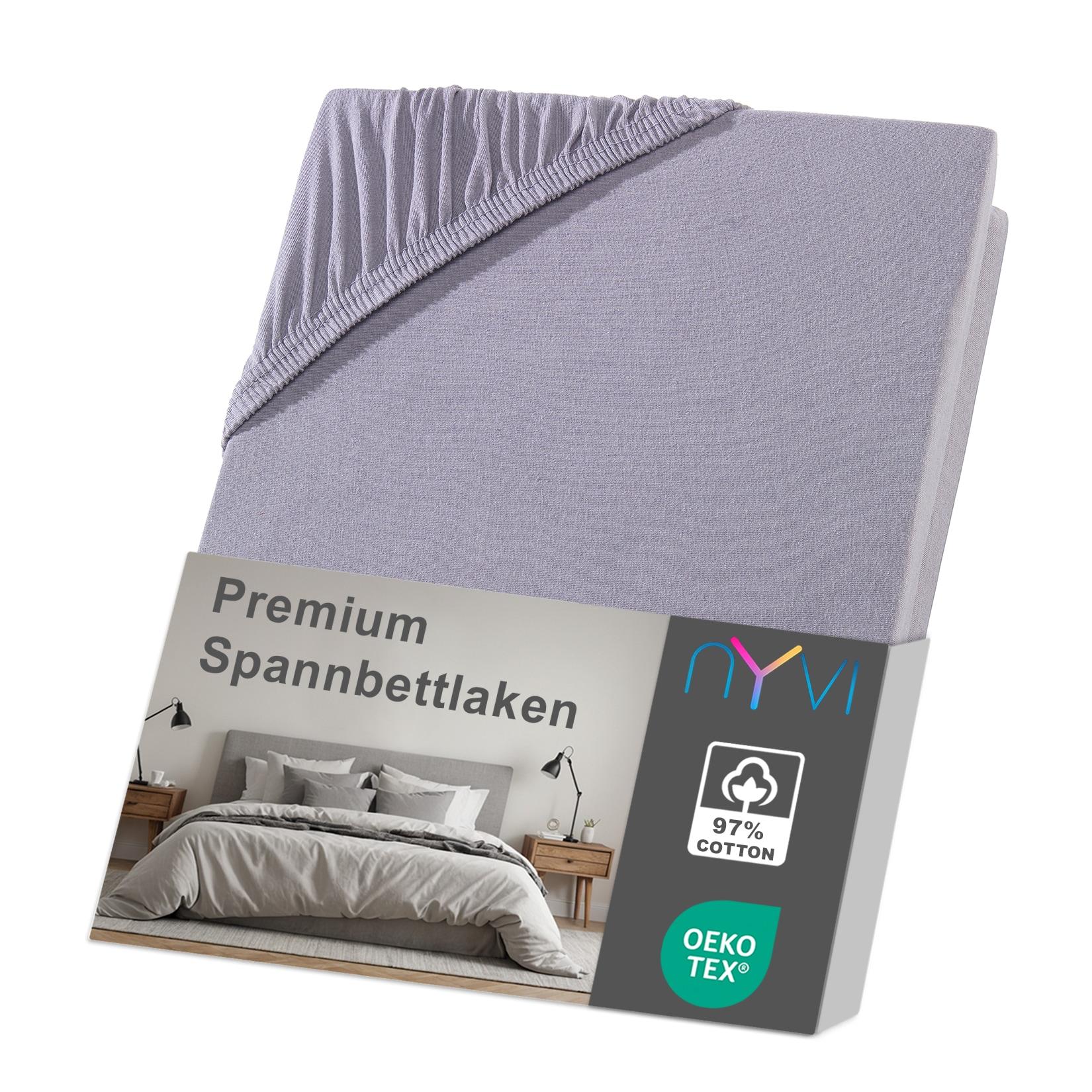 NYVI Spannbettlaken DreamScience Premium - Komfort Spannbetttuch, 190g/m², Einlaufschutz, Bügelfrei, mit Gummizug Farbe:grau;Größe:140x200 - 160x200 cm